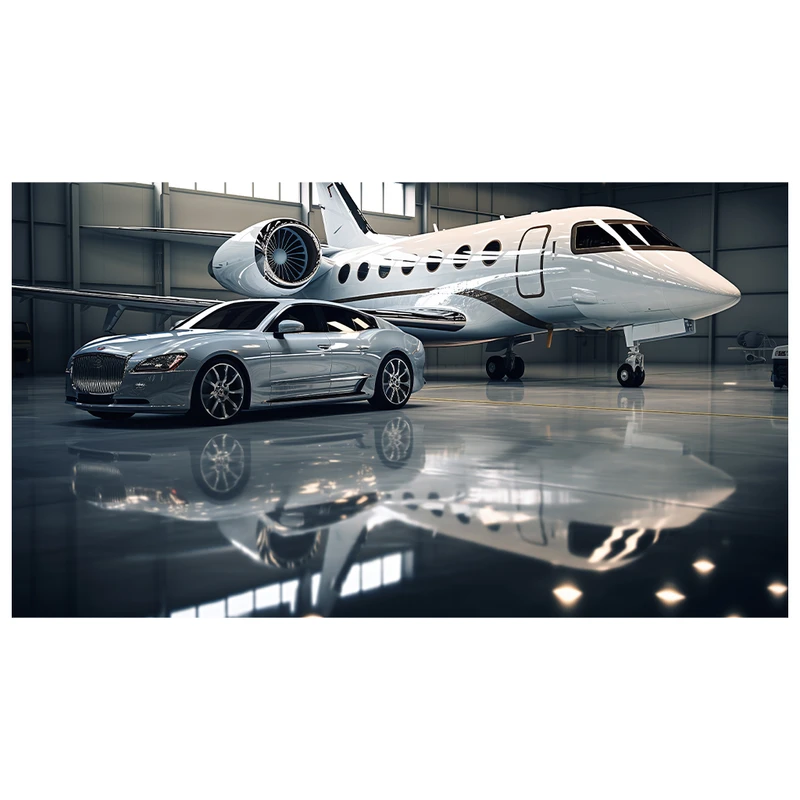 فرش پارچه‌ای مدل فرشینه طرح ماشین لاکچری و جت شخصی کد AR3059733