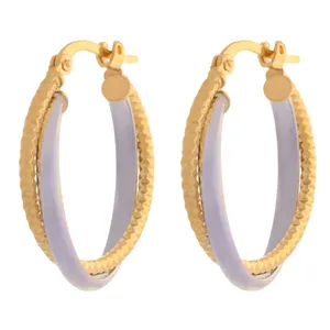 گوشواره طلا 18 عیار زنانه طلای مستجابی مدل حلقه ای سینوسی تراش کد 13