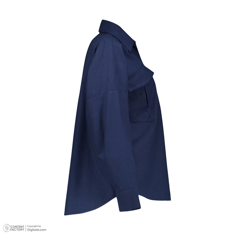 شومیز آستین بلند یقه برگردان زنانه دیجی استایل اسنشیال مدل cbK-44 رنگ سرمه ای