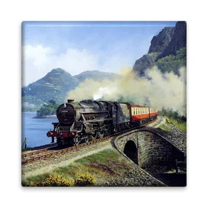 کاشی مدل R1061 طرح نقاشی منظره و قطار و ریل