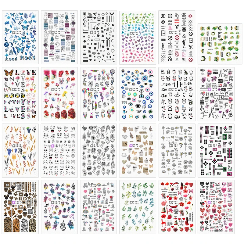 برچسب لنز ناخن مدل فانتزی کیوت مجموعه 24 عددی