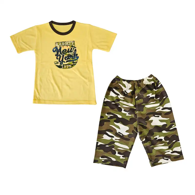 ست تی شرت آستین کوتاه و شلوارک بچگانه سپیدپوش کد 140279