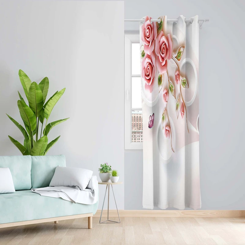 پرده طرح گل مدل مخمل پانچی کد 5542L z سایز 140x200 سانتی متر