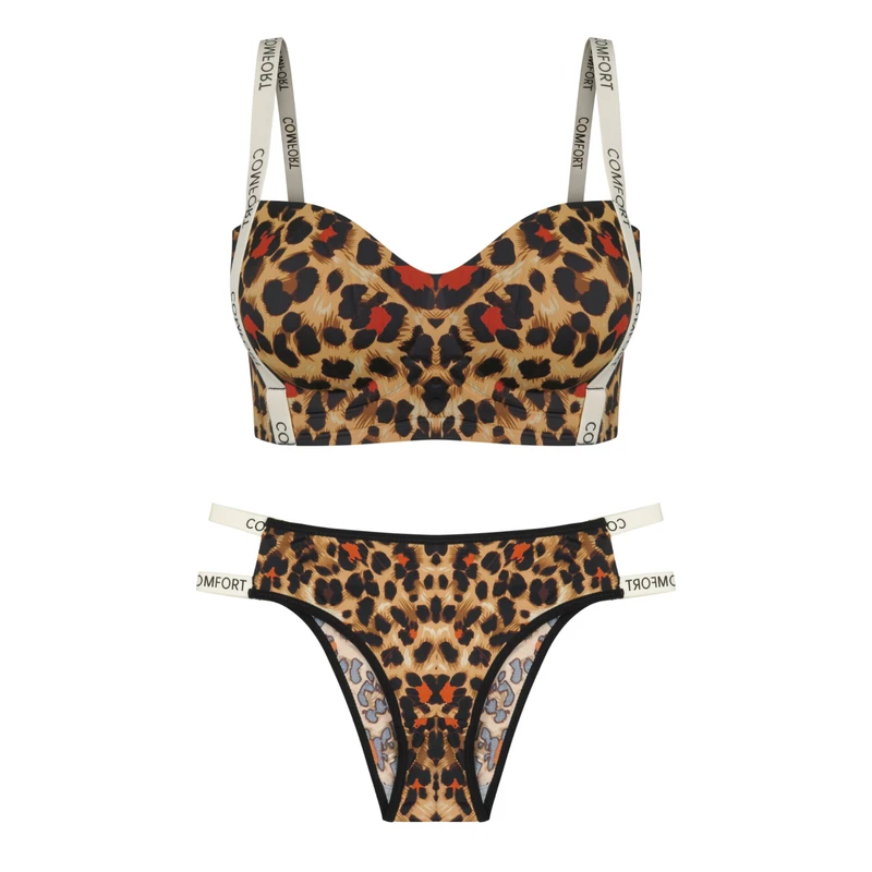 ست شورت و سوتین زنانه مدل کامفورت پلنگی