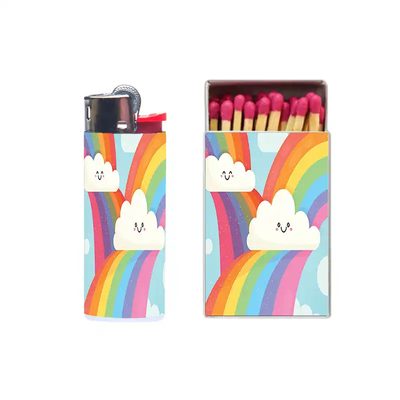 فندک مدل رنگین کمان کد 365 به همراه کبریت