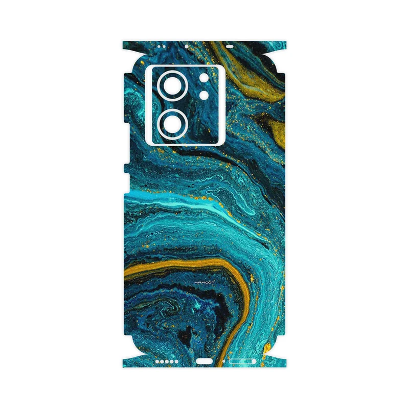 برچسب پوششی ماهوت مدل Turquoise marblewith golden streaks-FullSkin مناسب برای گوشی موبایل شیائومی 13T Pro