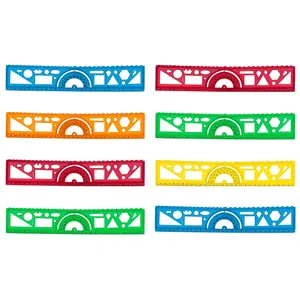 خط‌کش 30 سانتی‌متری مدل نقاله دار ژله ای بسته 8 عددی