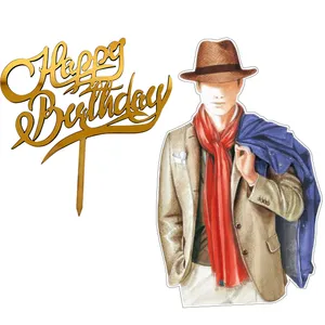 تاپر تزیین کیک مدل مردانه کد m7 مجموعه 2 عددی