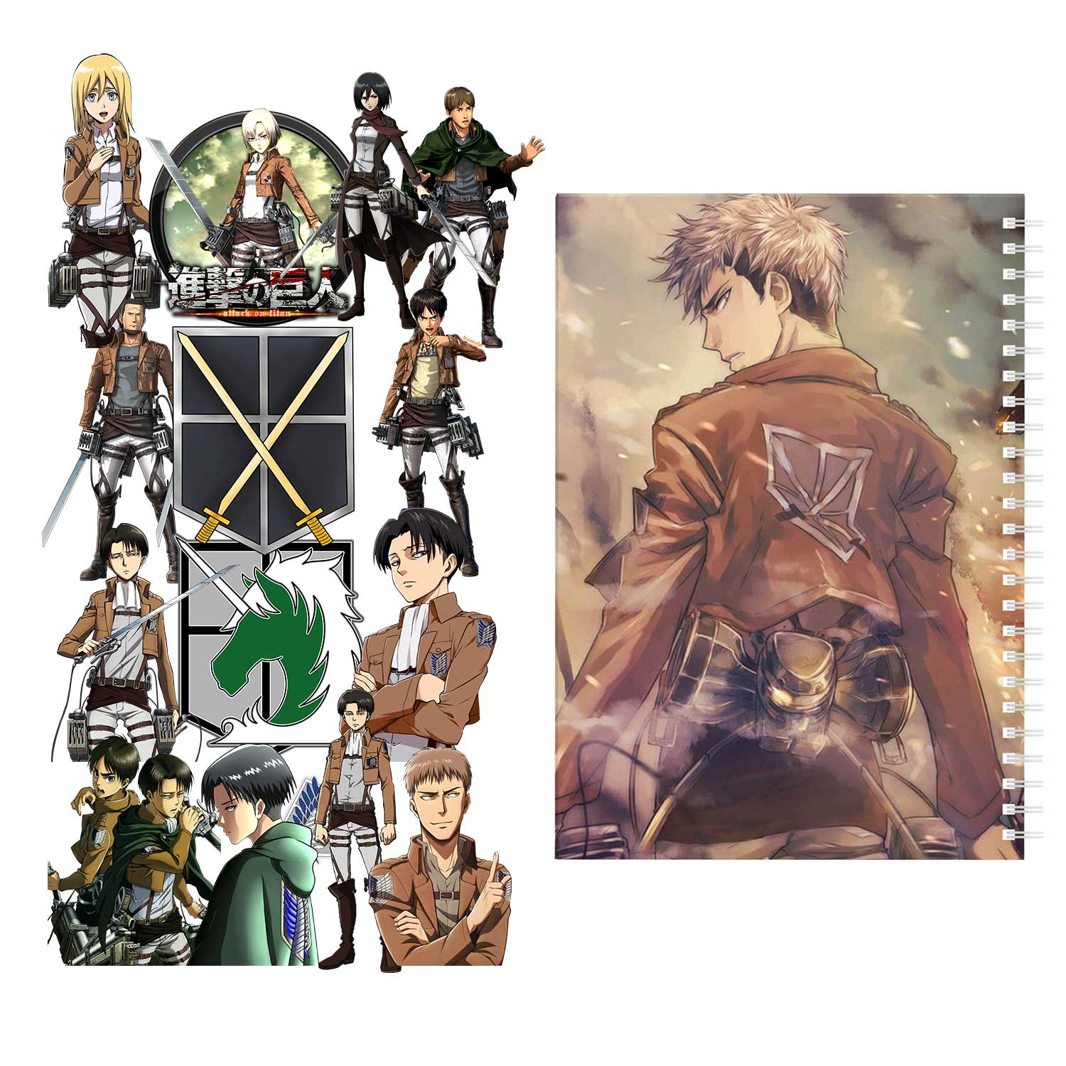 دفتر مشق باژیکان طرح انیمه اتک آن تایتان Attack On Titan کد 20211444 به همراه استیکر لپ تاپ مجموعه 14 عددی