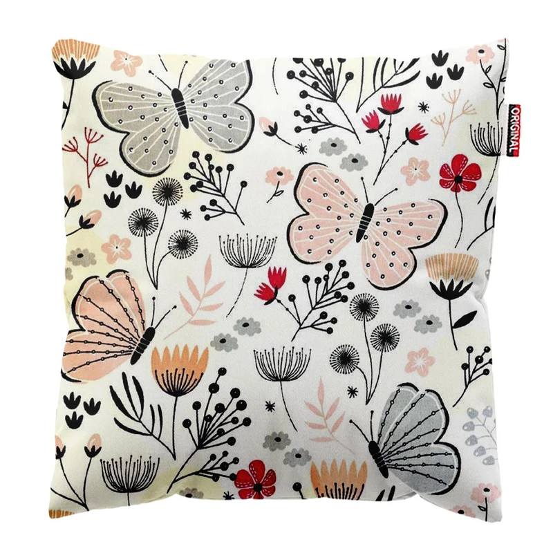  کوسن پاد آفرین طرح پروانه و گل کد 2799 سایز 40*40 سانتی متر