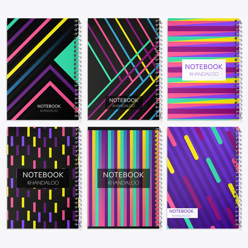 دفتر مشق 50 برگ خندالو طرح مدرن کد 44 مجموعه 6 عددی