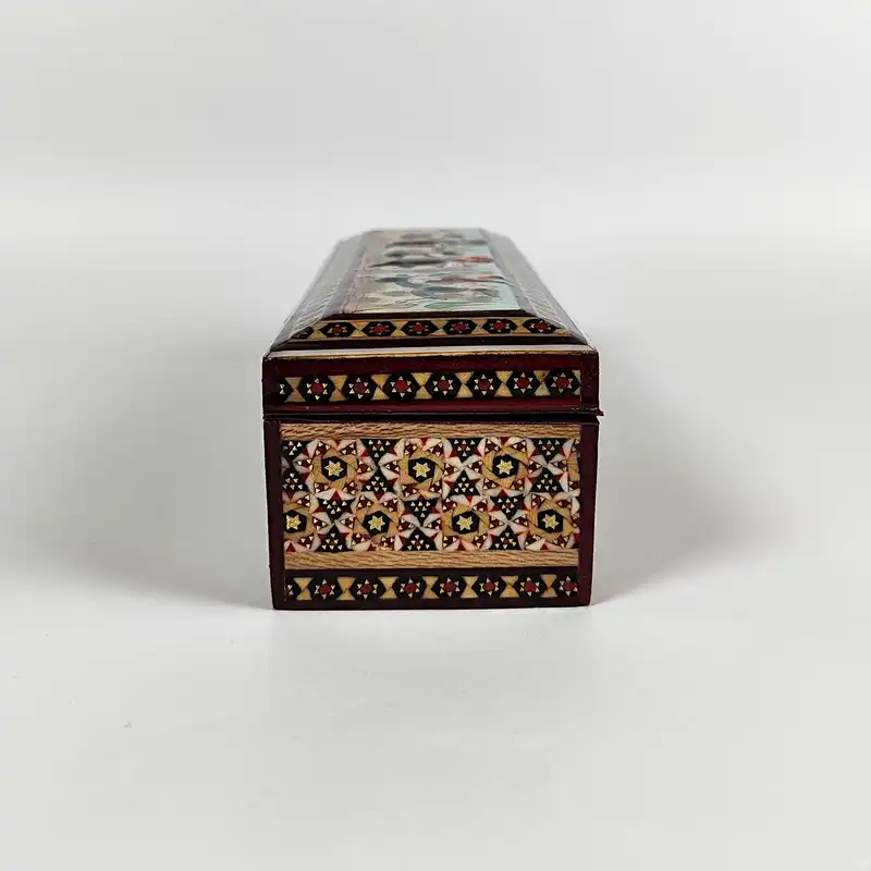 قلمدان خاتم کاری مدل شکارگاه