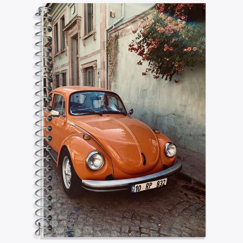 دفتر زبان 50 برگ خندالو مدل دو خط طرح ماشین کلاسیک کد F1258