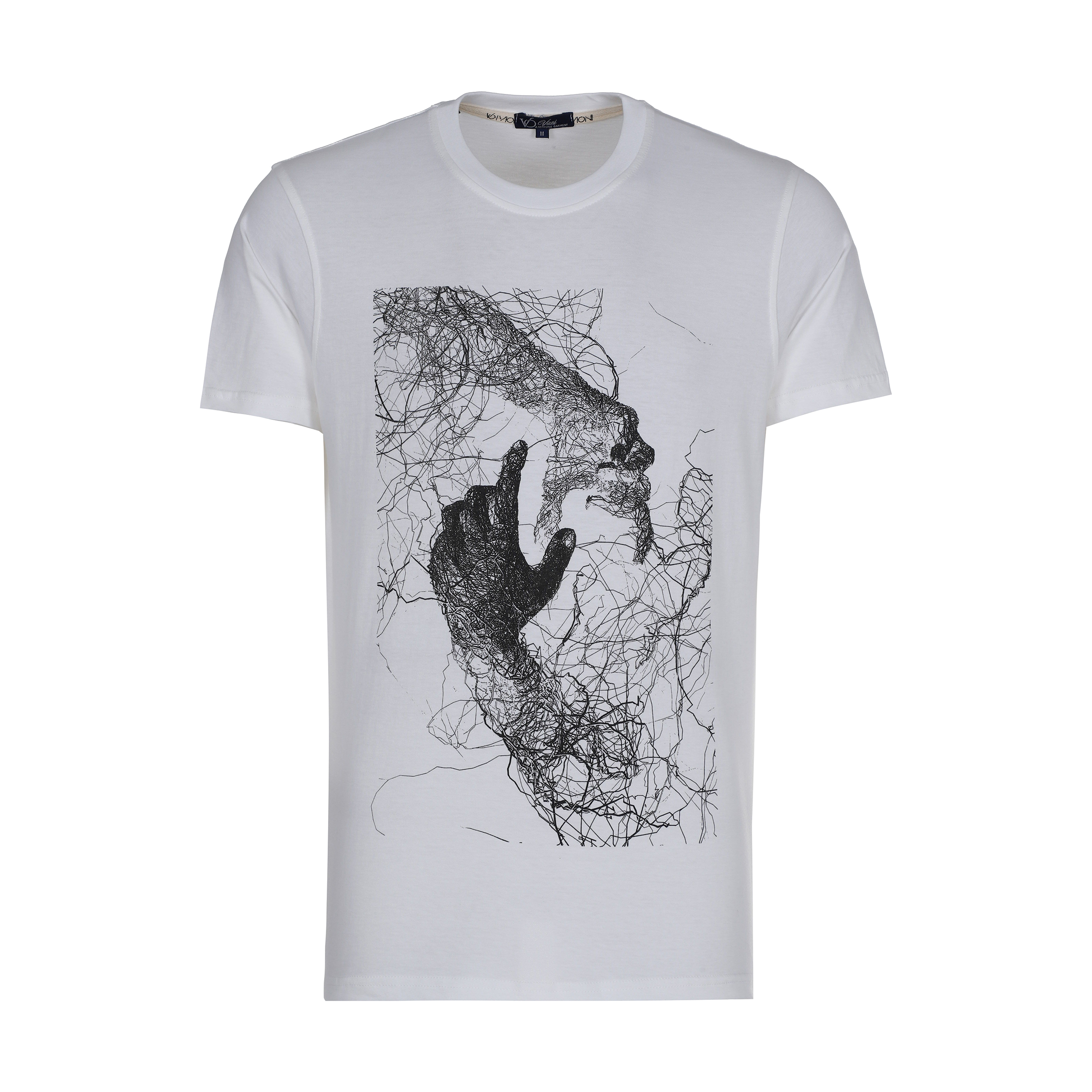 تی شرت آستین کوتاه مردانه مدل دست رنگ سفید