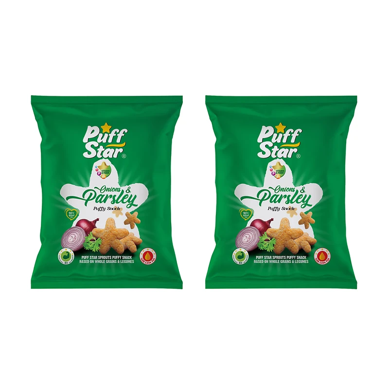 اسنک پفی چهارجوانه پیاز جعفری پف استار - 50 گرم بسته 2 عددی