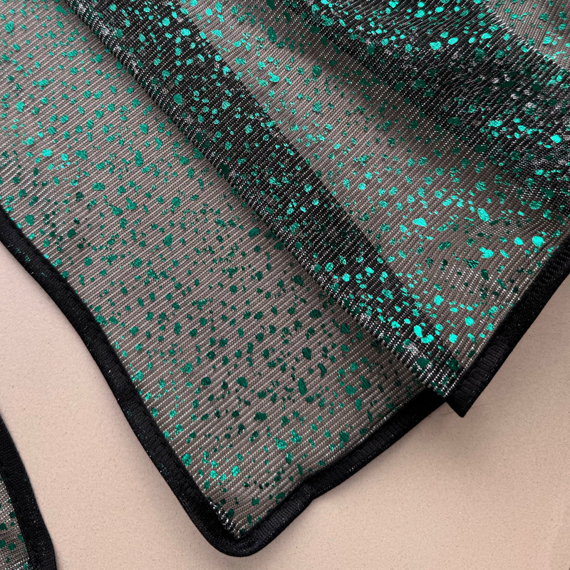 شال زنانه مدل حریر کش لیزری مجلسی دو رو خالخالی دور نوار دوزی