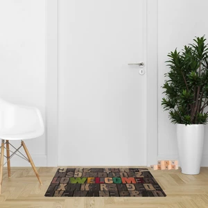 پادری مدل سه لایه رویه مخمل طرح Welcome کد S303 سایز 75x45 سانتی متر