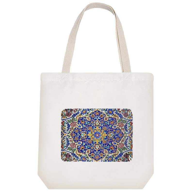 ساک خرید پارچه ای خندالو طرح کاشی مدل توت بگ کد 52