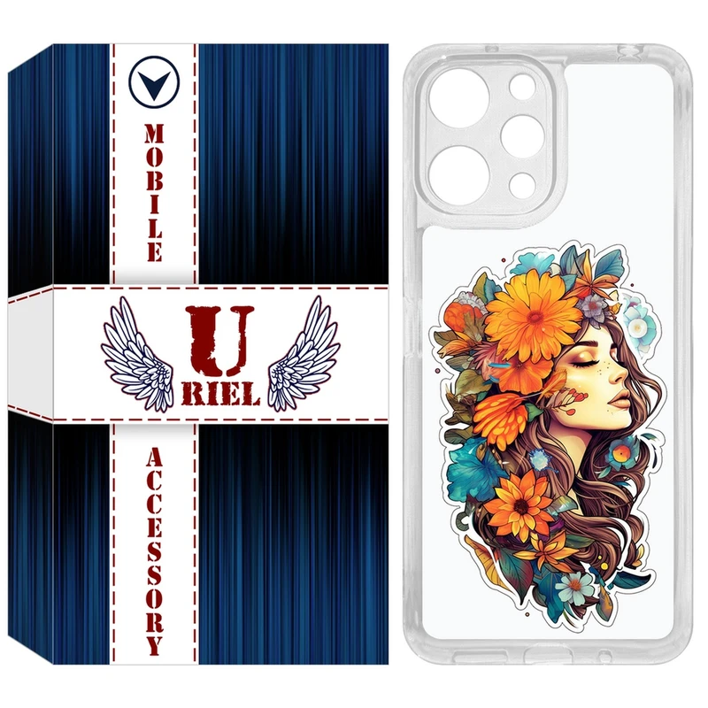 کاور یوریل مدل Clear کد 52 طرح دختر مناسب برای گوشی موبایل شیائومی Redmi 12 4G / 12 5G