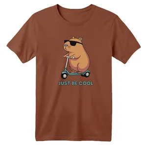 تی شرت آستین کوتاه بچگانه مدل اسکوتر سوار رنگ موکایی