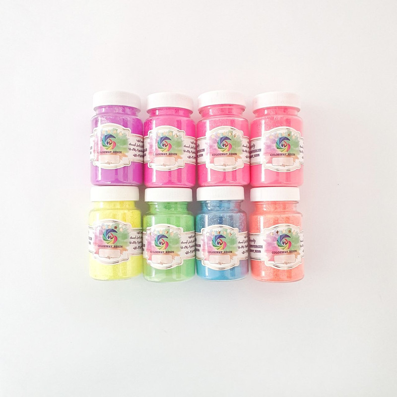 پودر رنگ رزین اپوکسی کالروی مدل فلورسنت حجم 35 میلی لیتر بسته 8 عددی