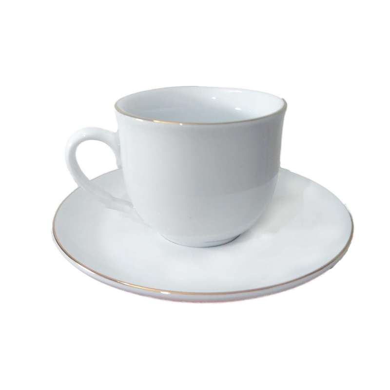 ست فنجان و نعلبکی 12 پارچه شرکت صنایع چینی تقدیس مدل خط طلایی