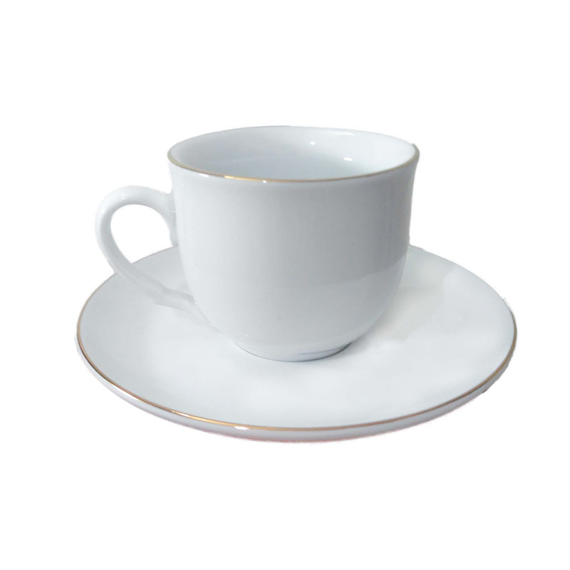 ست فنجان و نعلبکی 12 پارچه شرکت صنایع چینی تقدیس مدل خط طلایی