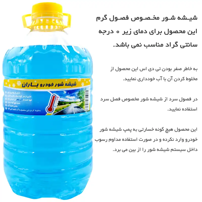 محلول شیشه شوی خودرو باران کد 00 حجم 4 لیتر
