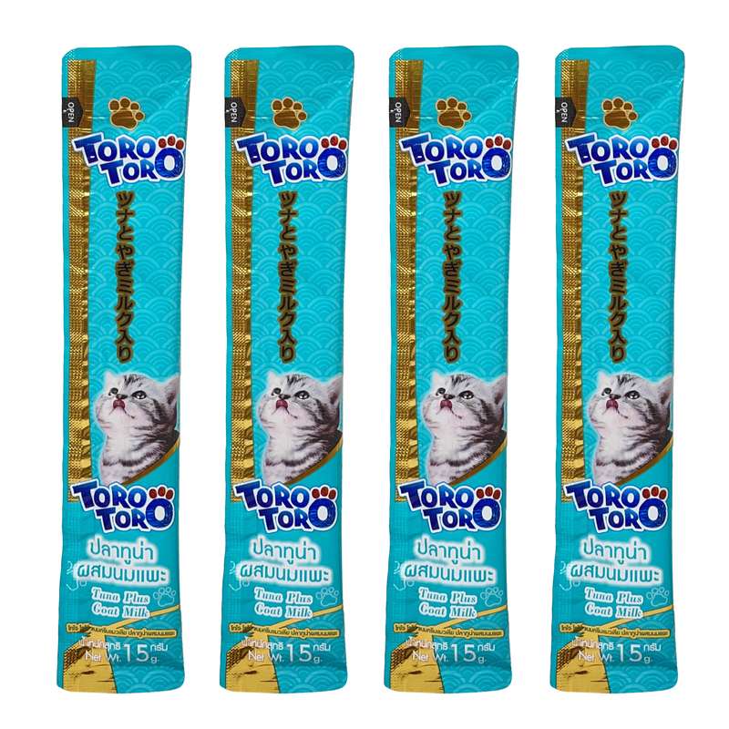 بستنی گربه توروتورو مدل tuna plus goat milk  وزن 15 گرم مجموعه 4 عددی