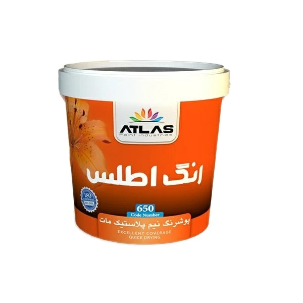 رنگ نیم پلاستیک سفید مات رنگ اطلس کد 87 حجم 5 لیتر