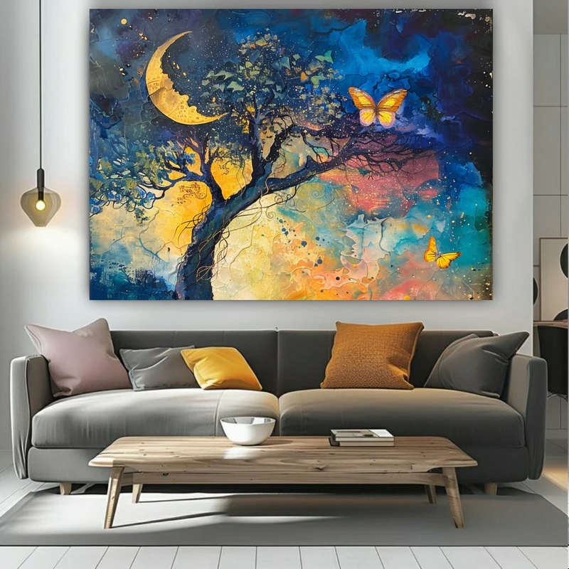  پوستر طرح  نقاشی هنری مدل درخت در آسمان رنگی کد BK27166