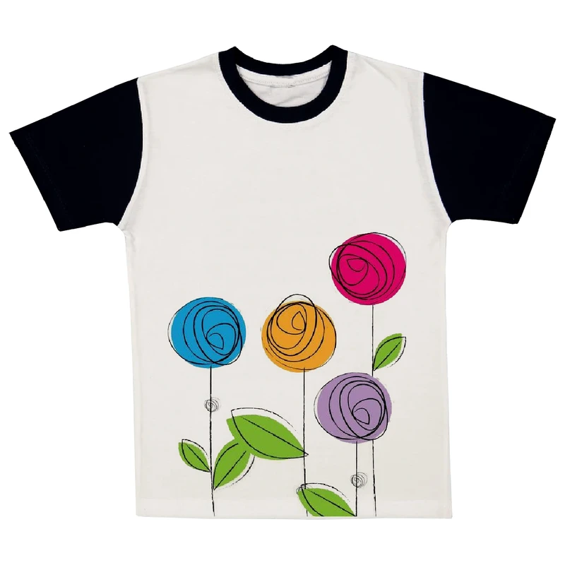 تی شرت آستین کوتاه دخترانه مدل قاصدک A06