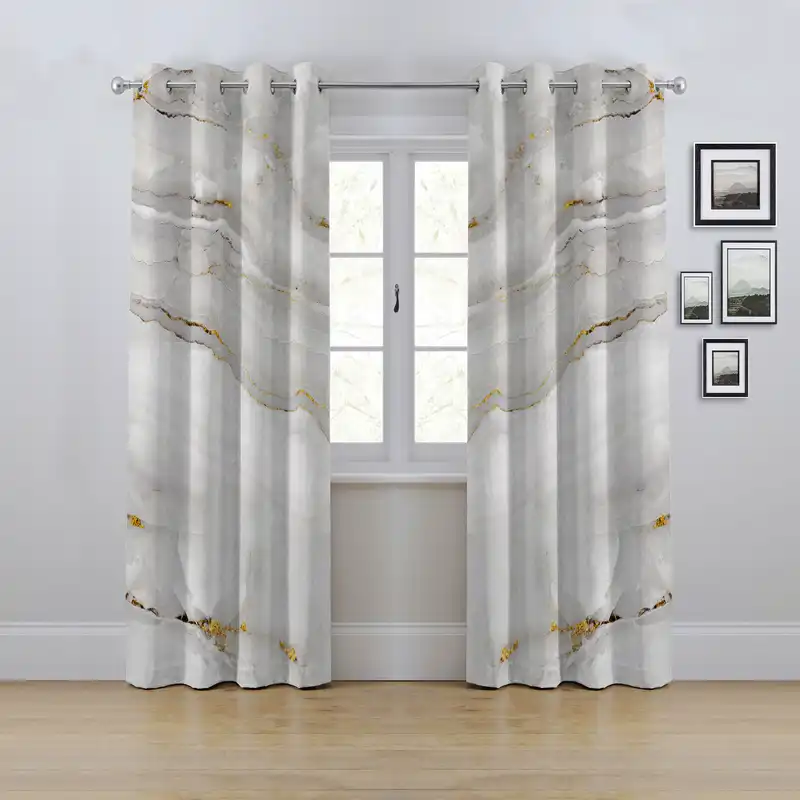 پرده مدل پانچی طرح ماربل سایز 280x145 سانتی متر