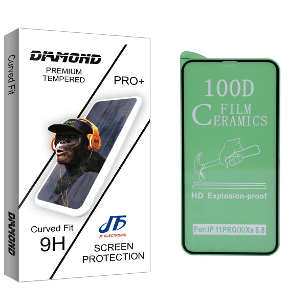 محافظ صفحه نمايش جی اف مدل Diamond glass مناسب براي گوشي موبايل اپل iphone x/11pro