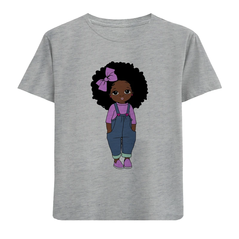 تی شرت آستین کوتاه دخترانه مدل دختر مو فرفری D42