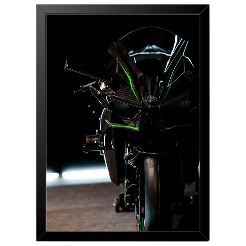 تابلو بکلیت طرح موتور سنگین نینجا کاوازاکی NINJA KAWASAKI H2R مدل b-po1700 فریم مشکی