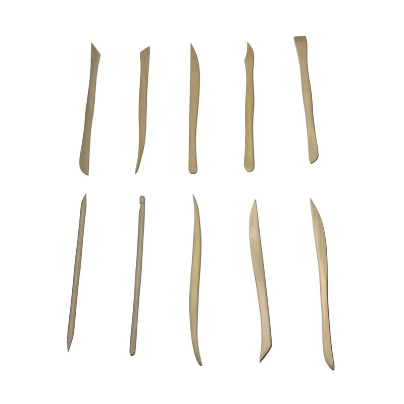 ابزار سفالگری مدل کاردک چوبی کدhj9384 بسته 10 عددی