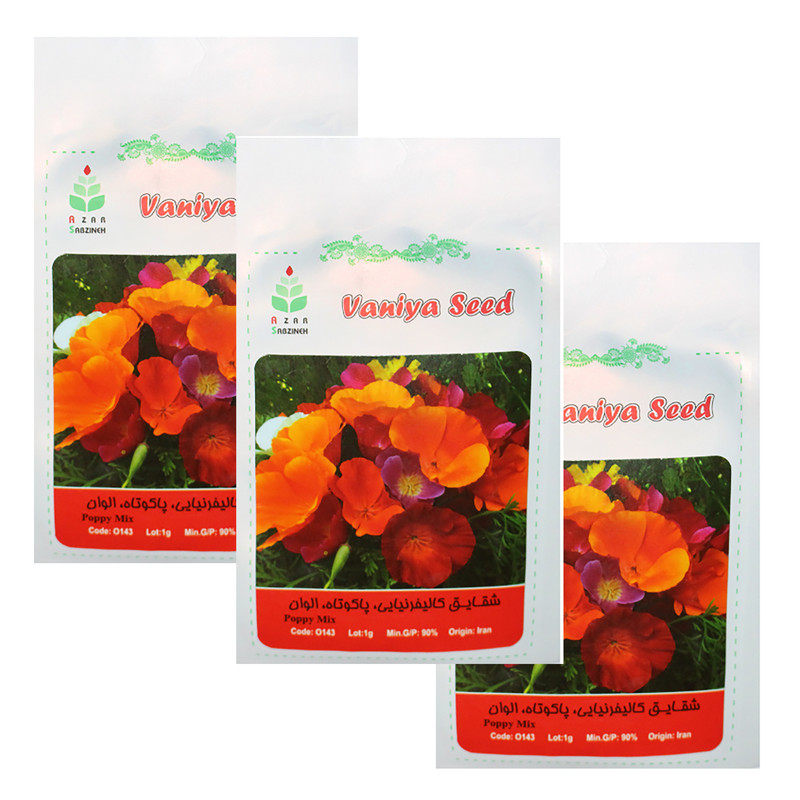 بذر گل شقایق کالیفرنیا پا کوتاه الوان آذر سبزینه مدل A1224 بسته 3 عددی
