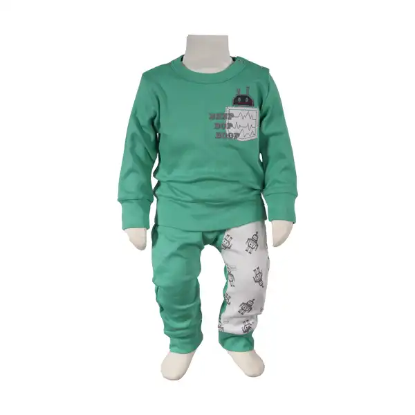 ست سویشرت و شلوار نوزادی آدمک مدل ربات کد 117332 رنگ سبز