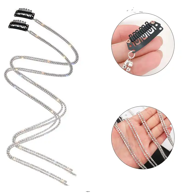 ریسه مو زنانه مدل نگینی بلندکد Sh880 بسته دو عددی