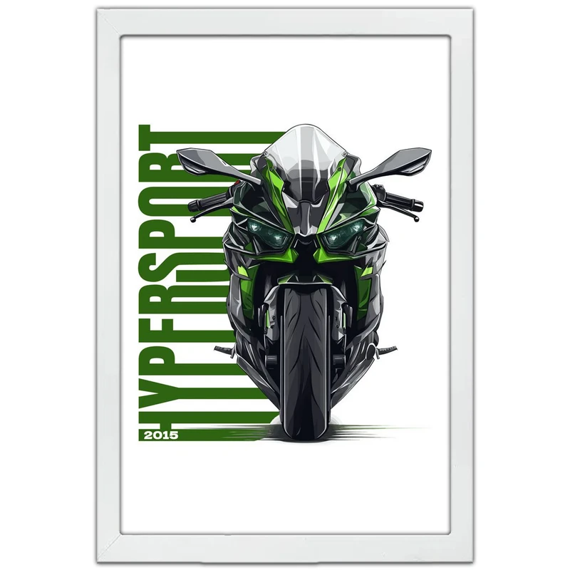 تابلو بکلیت طرح موتور سنگین نینجا کاوازاکی NINJA KAWASAKI H2R مدل W-po1678 فریم سفید