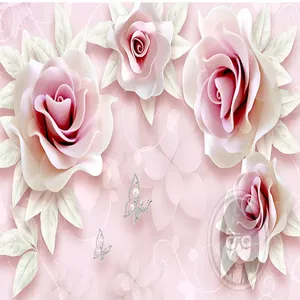 پوستر دیواری سه بعدی مدل گل برجسته صورتی DVRF1478