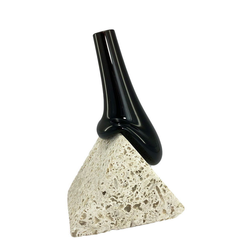 گلدان دکوری مدل سنگ و شیشه کد Black