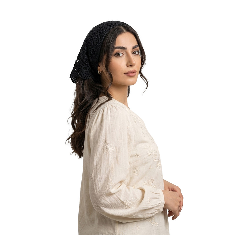 مینی اسکارف بافتنی زنانه مدل تل دار ابریشمی
