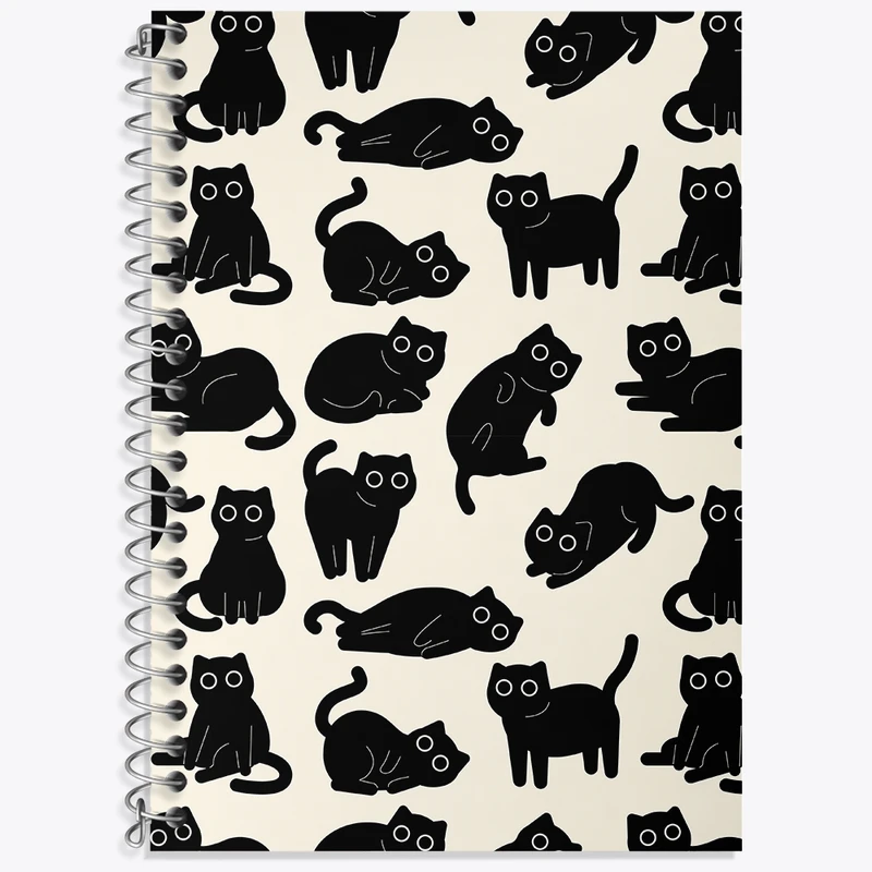 دفتر زبان 50 برگ خندالو مدل دو خط طرح گربه سیاه کد N416