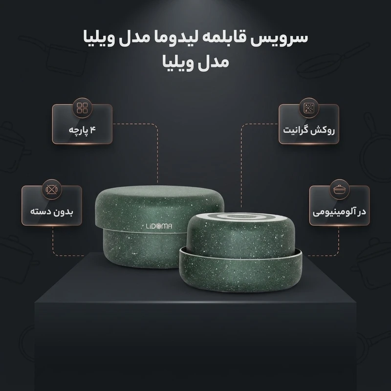 عکس شماره 2 : سرویس قابلمه گرانیتی 4 پارچه لیدوما مدل ویلیا کته پز