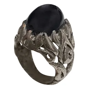 انگشتر نقره مردانه مدل عقیق حجرالاسود AH1911