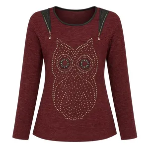 بلوز آستین بلند یقه گرد زنانه مدل جغد