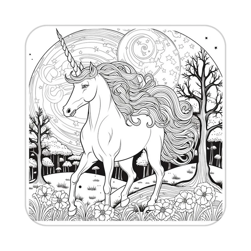 زیر لیوانی کاکتی طرح اسب تک شاخ و یونیکورن مدل mp29452