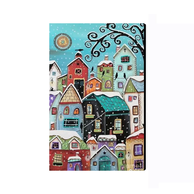 تابلو شاسی عرش مدل فانتزی منظره زیبا خانه زمستان کد As2940